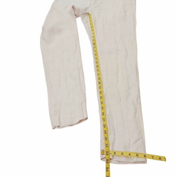 MNG by Mango Pants Mens 36x33 Beige 100% Linen Tailored Flat Front Travel Beach - Picture 12 of 13
